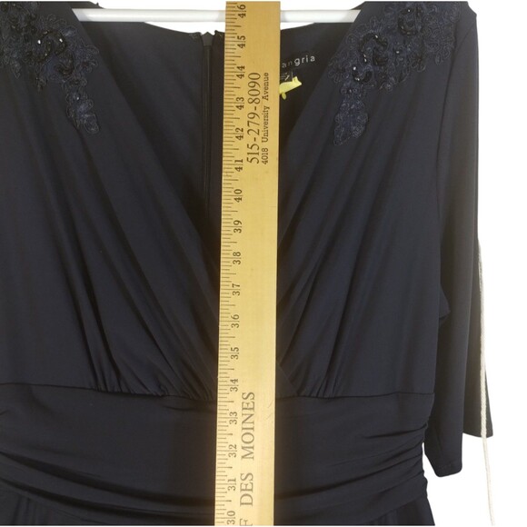 Dress Women's 14W Navy Knit Wedding Guest Ceremony Dynasty Style Bling Mother - Picture 5 of 12